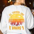 Halloween Costume Teacher Love Brains Zombie Women's Sweatshirt Back Print White Halloween Costume Teacher Love Brains Zombie Women's Sweatshirt Back Print White