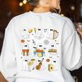 Halloween Ghost Music Teacher Playing Instruments Women's Sweatshirt Back Print White