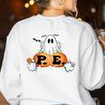Halloween PE Teacher Ghosts Pumpkins Sports Lover Women's Sweatshirt Back Print White Halloween PE Teacher Ghosts Pumpkins Sports Lover Women's Sweatshirt Back Print White