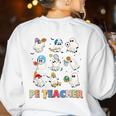 Halloween PE Teacher Spooky Physical Education Teacher Women's Sweatshirt Back Print White Halloween PE Teacher Spooky Physical Education Teacher Women's Sweatshirt Back Print White