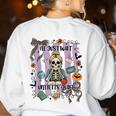 Halloween Skeleton Teacher I'Ll Just Wait Until It's Quiet Women's Sweatshirt Back Print White Halloween Skeleton Teacher I'Ll Just Wait Until It's Quiet Women's Sweatshirt Back Print White