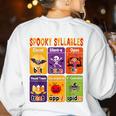 Halloween Spooky Syllable Types Teacher Educational Women's Sweatshirt Back Print White