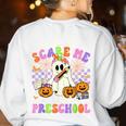 Halloween Teacher You Can't Scare Me I Teach Preschool Women's Sweatshirt Back Print White Halloween Teacher You Can't Scare Me I Teach Preschool Women's Sweatshirt Back Print White