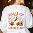 Halloween Teacher You Can't Scare Me I Teach Second Grade Women's Sweatshirt Back Print White