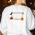 Halloween Teacher Composition Book Notebook Matching Group Women's Sweatshirt Back Print White Halloween Teacher Composition Book Notebook Matching Group Women's Sweatshirt Back Print White