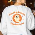 Halloween Teacher Crew Spooky Season Retro Ghost Women's Sweatshirt Back Print White Halloween Teacher Crew Spooky Season Retro Ghost Women's Sweatshirt Back Print White