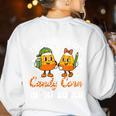 Halloween Teacher Cutest Candy Corn Groovy Spooky Teachers Women's Sweatshirt Back Print White Halloween Teacher Cutest Candy Corn Groovy Spooky Teachers Women's Sweatshirt Back Print White