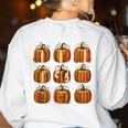 Halloween Teacher Fall Book Pumpkin Retro Reading Women's Sweatshirt Back Print White Halloween Teacher Fall Book Pumpkin Retro Reading Women's Sweatshirt Back Print White