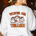 Halloween Teacher Ghosts Trick Or Teach Retro Costume Women Women's Sweatshirt Back Print White