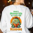 Halloween Teacher Librarian Monster Reading Books Men Women Kids Women's Sweatshirt Back Print White Halloween Teacher Librarian Monster Reading Books Men Women Kids Women's Sweatshirt Back Print White