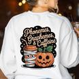 Halloween Teacher Phonemes Graphemes Caffeine Coffee Lover Women's Sweatshirt Back Print White Halloween Teacher Phonemes Graphemes Caffeine Coffee Lover Women's Sweatshirt Back Print White