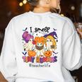 Halloween Teacher Smell a Tiny Human Ghost Spooky Season Women's Sweatshirt Back Print White Halloween Teacher Smell a Tiny Human Ghost Spooky Season Women's Sweatshirt Back Print White