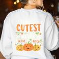 Halloween Teacher I Teach The Cutest Pumpkins In The Patch Women's Sweatshirt Back Print White Halloween Teacher I Teach The Cutest Pumpkins In The Patch Women's Sweatshirt Back Print White