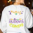 Halloween Teacher Will Trade Students For Candy Women Men Women's Sweatshirt Back Print White Halloween Teacher Will Trade Students For Candy Women Men Women's Sweatshirt Back Print White
