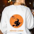 Halloween Teacher Witch Lets Eat Kids Punctuation Women's Sweatshirt Back Print White Halloween Teacher Witch Lets Eat Kids Punctuation Women's Sweatshirt Back Print White