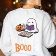 Halloween Teacher Women Cute Reading Ghost Read More Books Women's Sweatshirt Back Print White Halloween Teacher Women Cute Reading Ghost Read More Books Women's Sweatshirt Back Print White