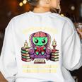 Halloween Teacher Zombie Reading Is Good For Brains Women's Sweatshirt Back Print White Halloween Teacher Zombie Reading Is Good For Brains Women's Sweatshirt Back Print White