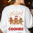 Hangin With My Cookies Gingerbread Man Xmas Teacher Women's Sweatshirt Back Print White