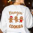 Hangin With My Cookies Gingerbread Women Christmas Teacher Women's Sweatshirt Back Print White