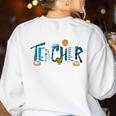 Hanukkah Leopard Plaid Teacher Chanukah Jewish Women Men Women's Sweatshirt Back Print White Hanukkah Leopard Plaid Teacher Chanukah Jewish Women Men Women's Sweatshirt Back Print White