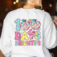Happy 100th Day Of School 100 Days Brighter Teachers Kids Women's Sweatshirt Back Print White Happy 100th Day Of School 100 Days Brighter Teachers Kids Women's Sweatshirt Back Print White