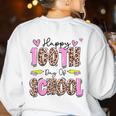 Happy 100th Day Of School Leopard Print Teacher Student Kids Women's Sweatshirt Back Print White Happy 100th Day Of School Leopard Print Teacher Student Kids Women's Sweatshirt Back Print White