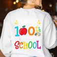 Happy 100th Day Of School Teachers 100 Days Of School Kids Women's Sweatshirt Back Print White Happy 100th Day Of School Teachers 100 Days Of School Kids Women's Sweatshirt Back Print White