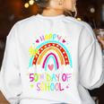 Happy 50th Days Of School Rainbow Teacher 50 Days Smarter Women's Sweatshirt Back Print White
