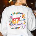 Happy 67 Days Of School Meme 100 Day Of School Teacher 6 7 Women's Sweatshirt Back Print White Happy 67 Days Of School Meme 100 Day Of School Teacher 6 7 Women's Sweatshirt Back Print White