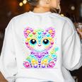Happy Dot Day Colorful Polka Dot Cat Kitten Teachers Kids Women's Sweatshirt Back Print White Happy Dot Day Colorful Polka Dot Cat Kitten Teachers Kids Women's Sweatshirt Back Print White