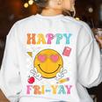 Happy Fri-Yay Groovy Teacher Friday Weekend Fri Yay Women's Sweatshirt Back Print White Happy Fri-Yay Groovy Teacher Friday Weekend Fri Yay Women's Sweatshirt Back Print White