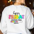 Happy Friyay Teacher School Friday Weekend Vibes Women's Sweatshirt Back Print White Happy Friyay Teacher School Friday Weekend Vibes Women's Sweatshirt Back Print White