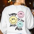 Happy To See Your Face Smile Face Teacher Back To School Women's Sweatshirt Back Print White Happy To See Your Face Smile Face Teacher Back To School Women's Sweatshirt Back Print White