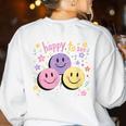 Happy To See Your Face Smile Face Teacher Back To School Women's Sweatshirt Back Print White Happy To See Your Face Smile Face Teacher Back To School Women's Sweatshirt Back Print White