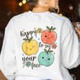 Happy To See Your Face Teacher Apple Women's Sweatshirt Back Print White Happy To See Your Face Teacher Apple Women's Sweatshirt Back Print White