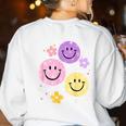 Happy To See Your Face Teacher Flower Back To School Women's Sweatshirt Back Print White Happy To See Your Face Teacher Flower Back To School Women's Sweatshirt Back Print White