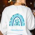 Happy Teacher I Wear Blue For My Students Autism Awareness Women's Sweatshirt Back Print White