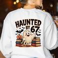 Haunted By 67 Teacher Ghost Pumpkin Halloween Costum Women's Sweatshirt Back Print White Haunted By 67 Teacher Ghost Pumpkin Halloween Costum Women's Sweatshirt Back Print White