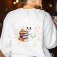 Haunted By My TBR Cute Ghost Book Reading Teacher Halloween Women's Sweatshirt Back Print White Haunted By My TBR Cute Ghost Book Reading Teacher Halloween Women's Sweatshirt Back Print White