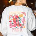 Howdy Pre-K Cowgirls Teacher Back To School Women's Sweatshirt Back Print White Howdy Pre-K Cowgirls Teacher Back To School Women's Sweatshirt Back Print White