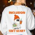 Inclusion Isn't Scary Shirt Halloween SLP Sped Teacher Women's Sweatshirt Back Print White Inclusion Isn't Scary Shirt Halloween SLP Sped Teacher Women's Sweatshirt Back Print White