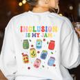 Inclusion Is My Jam SPED Teacher Special Education Life Women's Sweatshirt Back Print White Inclusion Is My Jam SPED Teacher Special Education Life Women's Sweatshirt Back Print White