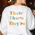 Their There They'Re English Teacher Gramma Police Joke Women's Sweatshirt Back Print White Their There They'Re English Teacher Gramma Police Joke Women's Sweatshirt Back Print White
