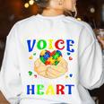 I Am Their Voice They Are My Heart Autism Awareness Teacher Women's Sweatshirt Back Print White I Am Their Voice They Are My Heart Autism Awareness Teacher Women's Sweatshirt Back Print White