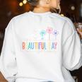 It's a Beautiful Day For Learning Teacher Students Women Women's Sweatshirt Back Print White It's a Beautiful Day For Learning Teacher Students Women Women's Sweatshirt Back Print White
