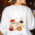 It's A Bootiful Day To Make Art Groovy Art Teacher Halloween Women's Sweatshirt Back Print White
