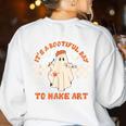 It's A Bootiful Day To Make Art Halloween Art Teacher Women's Sweatshirt Back Print White It's A Bootiful Day To Make Art Halloween Art Teacher Women's Sweatshirt Back Print White