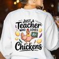 Just a Teacher Who Loves Chickens Chicken Farm Animal Lover Women's Sweatshirt Back Print White Just a Teacher Who Loves Chickens Chicken Farm Animal Lover Women's Sweatshirt Back Print White