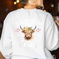 Just A Teacher Who Loves Cows Shirt Cute Highland Cow Women's Sweatshirt Back Print White