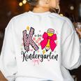 K Is For Kindergarten Teacher Coquette Bow Back To School Women's Sweatshirt Back Print White K Is For Kindergarten Teacher Coquette Bow Back To School Women's Sweatshirt Back Print White